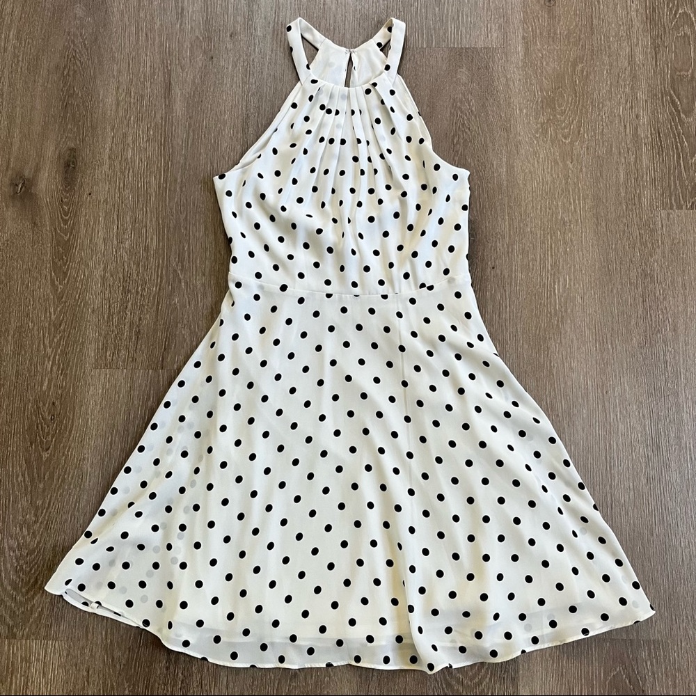 Express White and Black Polka Dot Mini Dress